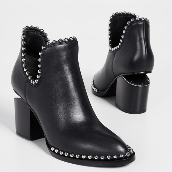 Alexander Wang Gabi Black Leather Stud Booties
